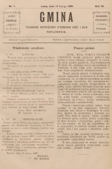Gmina : tygodnik poświęcony interesom gmin i rad powiatowych. 1908, nr 7