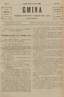 Gmina : tygodnik poświęcony interesom gmin i rad powiatowych. 1908, nr 9