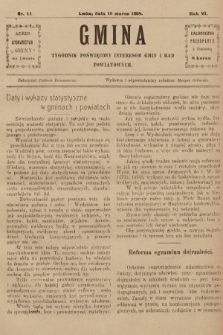 Gmina : tygodnik poświęcony interesom gmin i rad powiatowych. 1908, nr 11