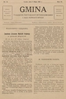 Gmina : tygodnik poświęcony interesom gmin i rad powiatowych. 1908, nr 16