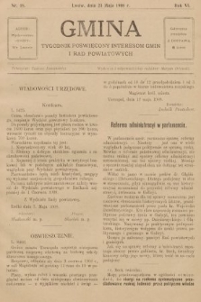 Gmina : tygodnik poświęcony interesom gmin i rad powiatowych. 1908, nr 18