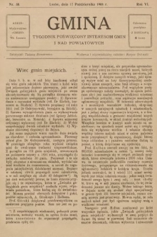 Gmina : tygodnik poświęcony interesom gmin i rad powiatowych. 1908, nr 30
