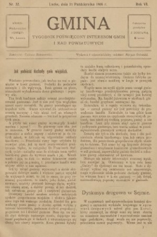 Gmina : tygodnik poświęcony interesom gmin i rad powiatowych. 1908, nr 32