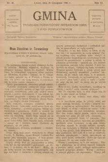 Gmina : tygodnik poświęcony interesom gmin i rad powiatowych. 1908, nr 36