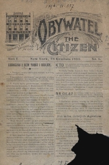 Obywatel = The Citizen. 1895, nr 1