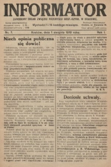 Informator : zawodowy organ Związku Przemysłu Gosp.-Szynk. w Krakowie. 1919, nr 7