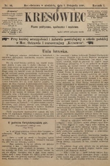 Kresowiec : czasopismo poświęcone nauce, zabawie i wiadomościom politycznym. 1896, nr 16