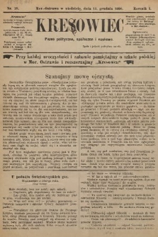 Kresowiec : czasopismo poświęcone nauce, zabawie i wiadomościom politycznym. 1896, nr 19