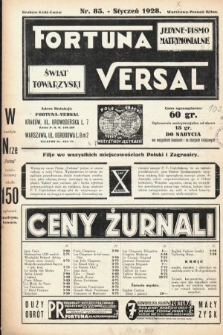 Fortuna Versal : jedyne pismo matrymonialne : świat towarzyski. 1928, nr 83