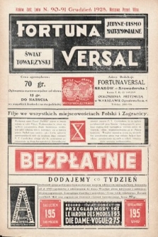 Fortuna Versal : jedyne pismo matrymonialne : świat towarzyski. 1928, nr 90-91