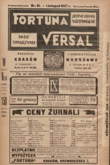 Fortuna Versal : jedyne pismo matrymonialne : świat towarzyski. 1927, nr 81