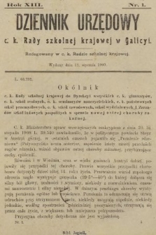 Dziennik Urzędowy c. k. Rady szkolnej krajowej w Galicyi. 1909, nr 1