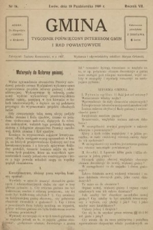 Gmina : tygodnik poświęcony interesom gmin i rad powiatowych. 1909, nr 16