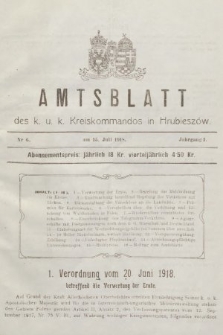 Amtsblatt des K. u K. Kreiskommandos in Hrubieszów. 1918, nr 6