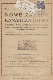 Nowe Zasady Kanarczarstwa : pismo broszurkowe. 1930, nr 3