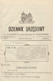 Dziennik Urzędowy C. i K. Komendy Powiatowej w Hrubieszowie. 1918, nr 2