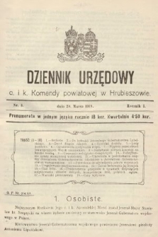 Dziennik Urzędowy C. i K. Komendy Powiatowej w Hrubieszowie. 1918, nr 3