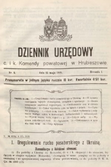 Dziennik Urzędowy C. i K. Komendy Powiatowej w Hrubieszowie. 1918, nr 5