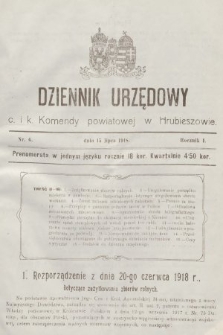 Dziennik Urzędowy C. i K. Komendy Powiatowej w Hrubieszowie. 1918, nr 6