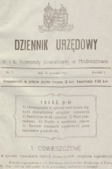 Dziennik Urzędowy C. i K. Komendy Powiatowej w Hrubieszowie. 1918, nr 7