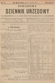 Powiatowy Dziennik Urzędowy c. k. Starostwa i c. k. Rady Szkolnej Okręgowej i Wydziału Rady Powiatowej w Brzozowie. 1911, nr 5