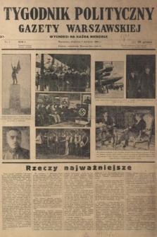 Tygodnik Polityczny Gazety Warszawskiej : wychodzi na każdą niedzielę. 1935, nr 1