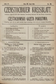 Czenstochauer Kreisblatt : Amtliches Organ für den unter deutscher Verwaltung stehenden Teil des Kreises Czenstochau = Częstochowska gazeta powiatowa : urzędowy organ dla tej części powiatu częstochowskiego, która jest pod zarządem niemieckim. 1918, nr 26