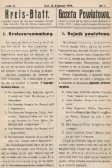 Kreis-Blatt : amtliches Organ für den unter deutscher Verwaltung stehender Teil des Kreises Czenstochau = Gazeta Powiatowa : urzędowy organ dla tej części powiatu częstochowskiego, która znajduje się pod zarządem niemieckim. 1916, nr 7