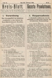 Kreis-Blatt : amtliches Organ für den unter deutscher Verwaltung stehender Teil des Kreises Czenstochau = Gazeta Powiatowa : urzędowy organ dla tej części powiatu częstochowskiego, która znajduje się pod zarządem niemieckim. 1916, nr 8