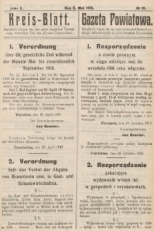 Kreis-Blatt : amtliches Organ für den unter deutscher Verwaltung stehender Teil des Kreises Czenstochau = Gazeta Powiatowa : urzędowy organ dla tej części powiatu częstochowskiego, która znajduje się pod zarządem niemieckim. 1916, nr 18