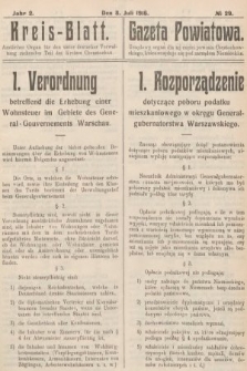 Kreis-Blatt : amtliches Organ für den unter deutscher Verwaltung stehender Teil des Kreises Czenstochau = Gazeta Powiatowa : urzędowy organ dla tej części powiatu częstochowskiego, która znajduje się pod zarządem niemieckim. 1916, nr 29