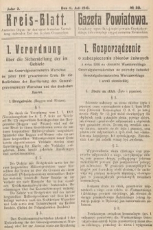 Kreis-Blatt : amtliches Organ für den unter deutscher Verwaltung stehender Teil des Kreises Czenstochau = Gazeta Powiatowa : urzędowy organ dla tej części powiatu częstochowskiego, która znajduje się pod zarządem niemieckim. 1916, nr 30