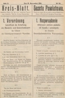 Kreis-Blatt : amtliches Organ für den unter deutscher Verwaltung stehender Teil des Kreises Czenstochau = Gazeta Powiatowa : urzędowy organ dla tej części powiatu częstochowskiego, która znajduje się pod zarządem niemieckim. 1916, nr 50