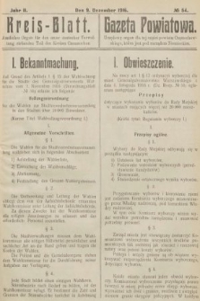 Kreis-Blatt : amtliches Organ für den unter deutscher Verwaltung stehender Teil des Kreises Czenstochau = Gazeta Powiatowa : urzędowy organ dla tej części powiatu częstochowskiego, która znajduje się pod zarządem niemieckim. 1916, nr 54