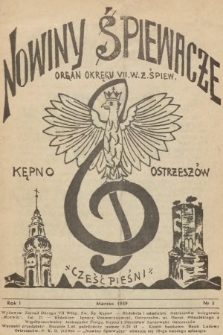 Nowiny Śpiewacze : organ Okręgu VII. W.Z.Śpiew., Kępno, Ostrzeszów. 1939, nr 3