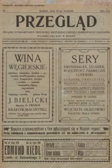 Przegląd Związku Stowarzyszeń Przemysłu Restauracyjnego i Pokrewnych Zawodów. 1924, nr 1