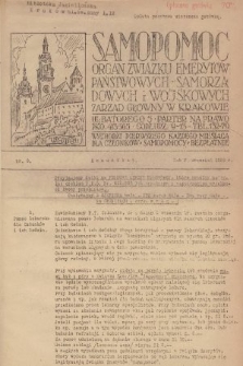 Samopomoc : organ Związku Emerytów Państwowych, Samorządowych i Wojskowych. 1939, nr 9