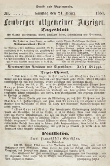 Lemberger Allgemeiner Anzeiger : Tagesblatt für Handel und Gewerbe, Kunst, geselliges Leben, Unterhaltung und Belehrung. 1857, numer okazowy