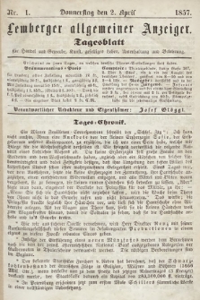 Lemberger Allgemeiner Anzeiger : Tagesblatt für Handel und Gewerbe, Kunst, geselliges Leben, Unterhaltung und Belehrung. 1857, nr 1