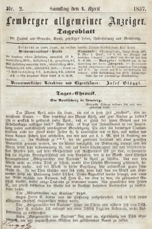 Lemberger Allgemeiner Anzeiger : Tagesblatt für Handel und Gewerbe, Kunst, geselliges Leben, Unterhaltung und Belehrung. 1857, nr 2