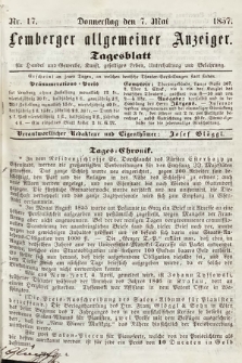 Lemberger Allgemeiner Anzeiger : Tagesblatt für Handel und Gewerbe, Kunst, geselliges Leben, Unterhaltung und Belehrung. 1857, nr 17