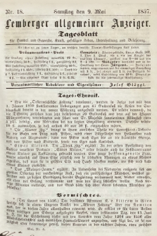 Lemberger Allgemeiner Anzeiger : Tagesblatt für Handel und Gewerbe, Kunst, geselliges Leben, Unterhaltung und Belehrung. 1857, nr 18
