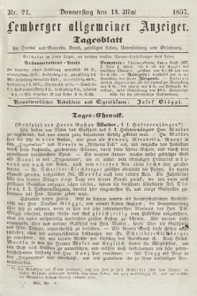 Lemberger Allgemeiner Anzeiger : Tagesblatt für Handel und Gewerbe, Kunst, geselliges Leben, Unterhaltung und Belehrung. 1857, nr 21