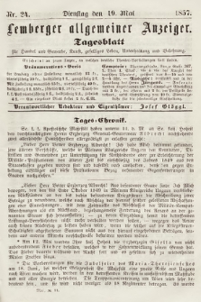Lemberger Allgemeiner Anzeiger : Tagesblatt für Handel und Gewerbe, Kunst, geselliges Leben, Unterhaltung und Belehrung. 1857, nr 24