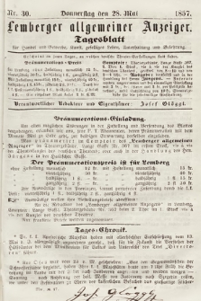 Lemberger Allgemeiner Anzeiger : Tagesblatt für Handel und Gewerbe, Kunst, geselliges Leben, Unterhaltung und Belehrung. 1857, nr 30