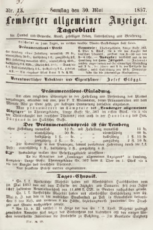 Lemberger Allgemeiner Anzeiger : Tagesblatt für Handel und Gewerbe, Kunst, geselliges Leben, Unterhaltung und Belehrung. 1857, nr 31