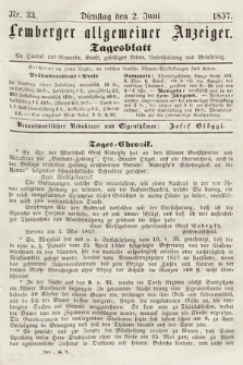Lemberger Allgemeiner Anzeiger : Tagesblatt für Handel und Gewerbe, Kunst, geselliges Leben, Unterhaltung und Belehrung. 1857, nr 33