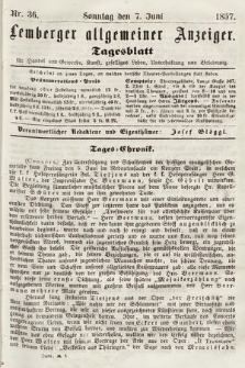 Lemberger Allgemeiner Anzeiger : Tagesblatt für Handel und Gewerbe, Kunst, geselliges Leben, Unterhaltung und Belehrung. 1857, nr 36