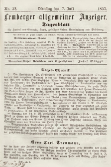 Lemberger Allgemeiner Anzeiger : Tagesblatt für Handel und Gewerbe, Kunst, geselliges Leben, Unterhaltung und Belehrung. 1857, nr 52