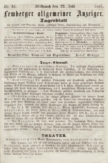 Lemberger Allgemeiner Anzeiger : Tagesblatt für Handel und Gewerbe, Kunst, geselliges Leben, Unterhaltung und Belehrung. 1857, nr 61